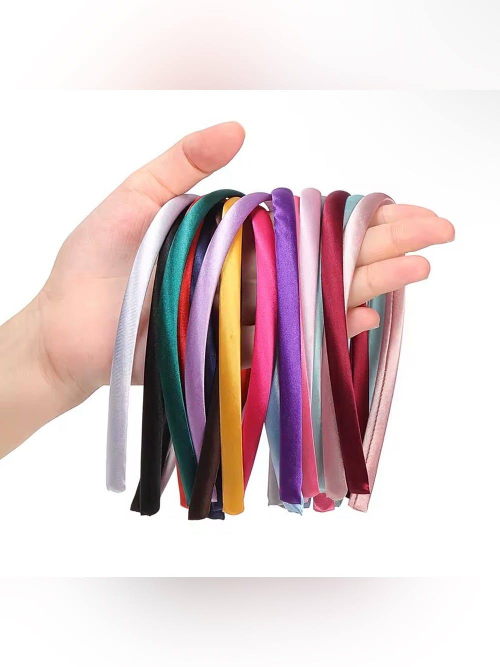 10 x Satin Slim Headband Hair - Multi Assorted Colors